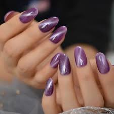 Luxe nails s board cat eye nails followed by 1957 people on pinterest. Lavender Purple Cat Eye False Nails Short Medium Oval Round Artificial Acrylic Nail Art Tips Purple Acrylic Nails Cat Eye Nails Lilac Nails