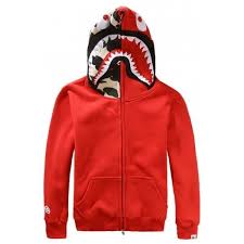 Unisex Cartoon Shark Printed Hooded Long Sleeve Zipper Placket Zip Up 44 Liked On Polyvore Featuring Tops Hoodies C Hoodies Bape Hoodie Hoodie Jacket