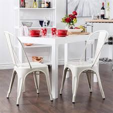 Convey casual style in a dining room with an eclectic mix of materials and styles. Buy Lanny Tolix Style Dining Chairs D1 White Industrial Metal Stackable Cafe Side Chair Water Proof Sun Proof Set Of 4 Online Shop Home And Garden On Carrefour Uae
