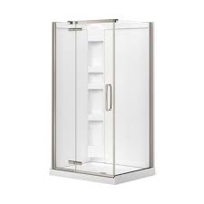 Kits 13piece corner shower kits feature a shower kits section of your corner drain location x front center drain. Maax Hana Neo Angle Shower Kit With Base And Wall 42 In X 34 In X 78 In Chrome 3 Piece Rona