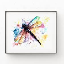Watercolor is beloved for its soft, dreamy look. Dragonfly Colorful Watercolor Painting Whitehouse Art