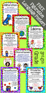 Free Figurative Language Poster Set Free Posters Include Alliteration Hyperbole Figurative Language Posters Figurative Language Teaching Figurative Language