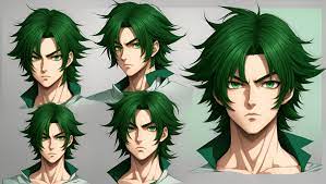 Anime boy with green hair