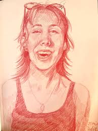 Drawing with color pencils of a rooster