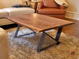 Wood table with steel legs. Walnut Steel Z Leg Coffee Table Eisenbaumstl