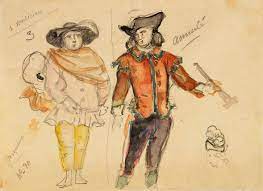 Paul higgins stage set and costume designer: Costume Designs For Two Musicians In Cosi Fan Tutte Mcnay Art Museum