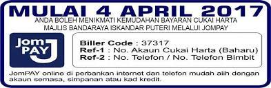 Cukai tanah yang belum dijelaskan. Portal Rasmi Majlis Bandaraya Iskandar Puteri