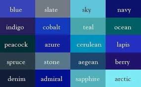 llr blue color chart color shades colours color names