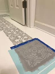 What you need to paint linoleum flooring: Plum Pretty Decor Design Co How To Paint Your Linoleum Or Tile Floors To Look Like Patterned Cement Tiles Full Tutorial