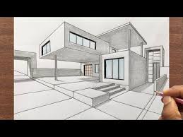 'through children's eyes' portal is a virtual gallery of creativity. How To Draw A Modern House In Two Point Perspective Step By Step Youtube Architecture Design Sketch House Design Drawing Dream House Drawing