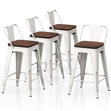 Vipek 24 Metal Counter Height Barstool With Backrest Low Back With Wooden Seat 24 Inch Seat Height For Home K Bar Stools Bar Table And Stools Patio Bar Stools