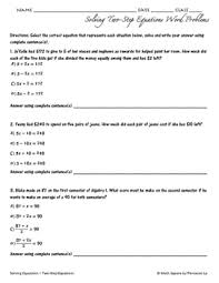Steps for solving a linear equation in one variable: Solving Two Step Equations Word Problems By Math Square Tpt