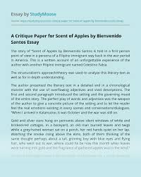 Scholarly article critique student example here is a really good example of a scholary research critique written by a student in edrs 6301. A Critique Paper For Scent Of Apples By Bienvenido Santos Free Essay Example