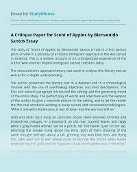 Constructive criticism can help you become a better writer. A Critique Paper For Scent Of Apples By Bienvenido Santos Free Essay Example