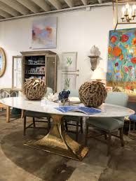 Many of the dining tables in our range come with matching chairs, or you can mix & match your dining table to the dining chairs or bench seats of your choice from the dining room furniture range. 95 Oval Stone Top Dining Table With Hammered Metal Base Mecox Gardens