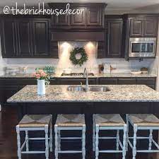 Did you notice the farmhouse sink as well? 78 Stylish Dark Brown Cabinets Kitchen Suitable For Cooking Roundecor Brown Kitchen Cabinets Kitchen Decor Dark Cabinets Dark Brown Kitchen Cabinets