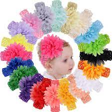 Amazon Com Willingtee 20pcs Baby Girls Headbands Chiffon Flower Soft Stretchy Hair Band Hair Accessories For Baby Girls Newborns Infants Toddlers And Kids Baby
