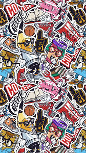 Vintage College Emblems Set Graffiti Wallpaper Phone Wallpaper Colorful Wallpaper