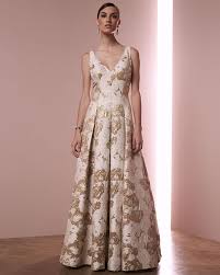 Aidan Mattox Sleeveless Floral Jacquard Gown Cocktail Dresses Evening Wear Cocktail Evening Dresses Gowns