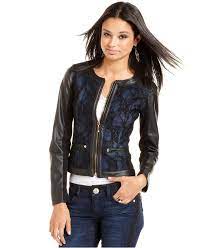 Baby Phat Juniors Jacket Faux Leather Denim Juniors Jackets Blazers Macy S Leather Denim Juniors Jackets Jackets