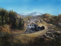Train In The Mountains Oil Painting By Kevin Hill Watch Short Oil Painting Lessons On Youtube Kevinoilpai Kevin Hill Paintings Kevin Hill Mountain Paintings