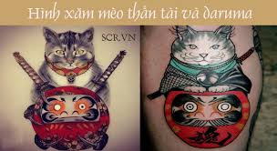 Khi xăm hình mèo thần tài sẽ giúp đem lại vận may cho bạn. Hinh XÄƒm Meo Tháº§n Tai Va Daruma Ä'áº¹p Tattoo Daruma