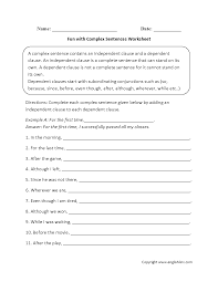 Complex Sentences Worksheets Fun With Complex Sentences Worksheet Complex Sentences Worksheets Complex Sentences Simple Sentences Worksheet