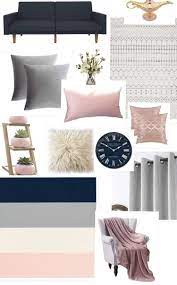 Pink Gray Cream And Navy Color Palette Pink Living Room Navy Living Rooms Apartment Decor