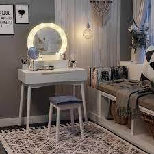 To realize your princess dream with this dressing table. Small White Dressing Table Stool Set Light Up Mirror Drawer Desk Bedroom Unit Uk For Sale Online Ebay