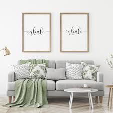 Inhale Exhale Matching Art Prints Large Bedroom Art Above Bed Art Above Bed Prints Above Sofa Art Yoga Art Yoga Stud Decor Metal Tree Wall Art Minimalist Decor