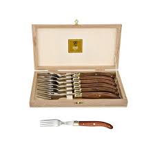 Coffret Hetre 6 Fourchettes Super Laguiole Mitre Laiton