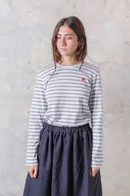Sgdikl comme des garcons play men short sleeves shirts comfortable sport shirt. Comme Des Garcons Play Comme Des Garcons Play Little Red Heart L S Striped Women T Shirt T217 Grey Rendez Vous Store