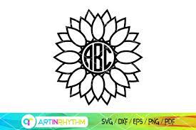 Download Sunflower Circle Monogram Svg Flower Svg File Digitanza
