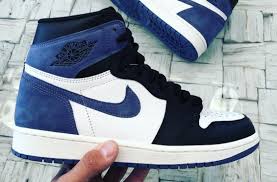 Jordan 1 Mid Patent Black White Gold On Feet The Air Jordan 1 Retro High Og Blue Moon Drops Next Month Air Jordans Jordan 1 Blue Sneakers