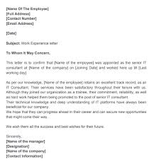 Experience Letter Format Sample Components Receptix