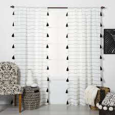 Black And White Curtains Target 108 X54 Contrast Stripe Light Filtering Curtain Panels With Tassel Black White Opalhouse White Curtains Panel Curtains Black Curtains