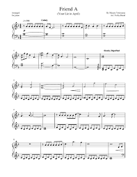 Maybe one of the creative people can do that. Friend A Yuujin A Your Lie In April Shigatsu Wa Kimi No Uso Soundtrack Sheet Music For Piano Solo Musescore Com