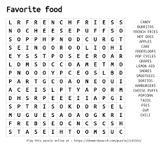 It was the 49th state to join the u. Favorite Food Word Search