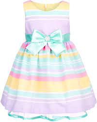 Bonnie Baby Baby Girls Multicolor Striped Dress Girls Easter Dresses Kids Dress Baby Easter Dress