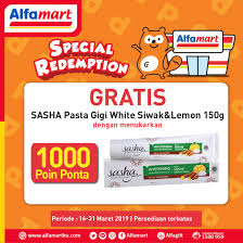 Alfamart On Twitter Special Redemption Gratis Sasha Pasta Gigi White Siwak Lemon 150g Dengan Menukarkan 1000 Poin Ponta Periode Promo 16 31 Maret 2019 Persediaan Terbatas Info Lengkap Klik Https T Co Xhf6emsafc Alfamart Https T Co