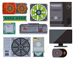 The cooling system should run smoothly and quietly. Computer Parts Network Component Accessories Various Electronics Devices Desktop Pc Processor Drive Hardware Vector Illustration Royalty Free Cliparts Vectors And Stock Illustration Image 88259627