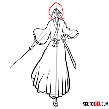 Depending on the artists style sometimes older anime characters can be drawn to still look fairly young. How To Draw Rukia Kuchiki Full Growth Bleach Sketchok Easy Drawing Guides