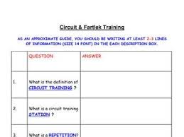 Gcse Pe Circuit Fartlek Training Homework Sheet Physical Education Education Fartlek Training