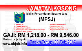 Jawatan Kosong Majlis Perbandaran Subang Jaya Mpsj 09 Februari 2017 Kerja Kosong Majlis Perbandaran Subang Jaya Mpsj Februari 2017 P Subang Subang Jaya