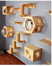 Cat Climbing Frame Pet Cat Tree House Wood Kitten Jumping Etsy In 2021 Cat Tree House Cat Climbing Frame Cat Wall Furniture