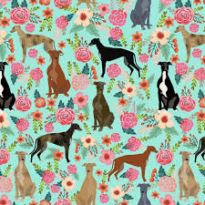 Mint Green Floral Dog Fabric Greyhounds Vintage Les Fleurs Etsy Dog Wallpaper Vintage Floral Fabric Pet Diy Projects