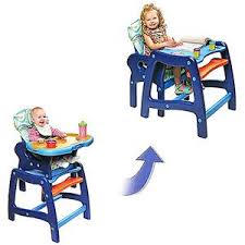 Badger Basket Envee Baby High Chair With Playtable Conversion Blue Orange Walmart Com Baby High Chair Badger Basket High Chair