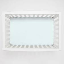 Light Blue Linen Mini Crib Sheet Carousel Designs