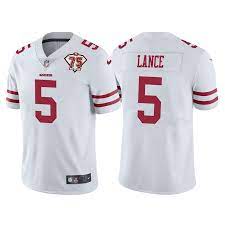 Men S 5 Trey Lance San Francisco 49ers 75th Anniversary Patch Limited Jersey Stitched Pick Color Sportscollection247
