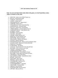 Multiple cheats can be used simultaneously, so pick the code or codes you want to use from our list. Pdf Gta San Andreas Cheat Codes Pdf Download Instapdf San Andreas Cheats San Andreas Gta